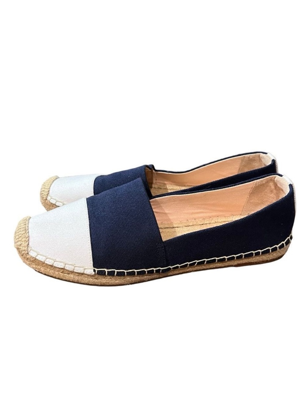 J Crew Women's Navy and White Canvas Espadrilles size 8.5 - Picture 7 of 15